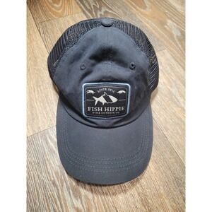 Fish Hippie Mens Navy Blue Mesh Back Trucker Hat Adjustable Snapback Fishing Cap